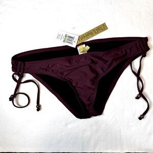 NWT Gianni Bini Bikini Bottom Plum Tunnel Side Pan Tie Side Size L